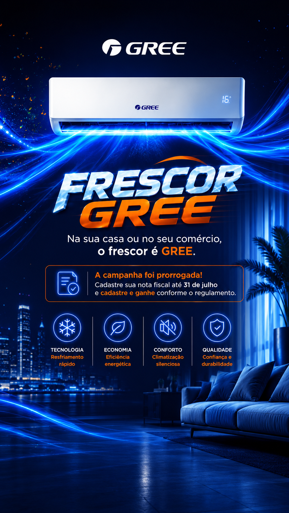 Frescor GREE — Na sua casa ou no seu comércio, o frescor é GREE